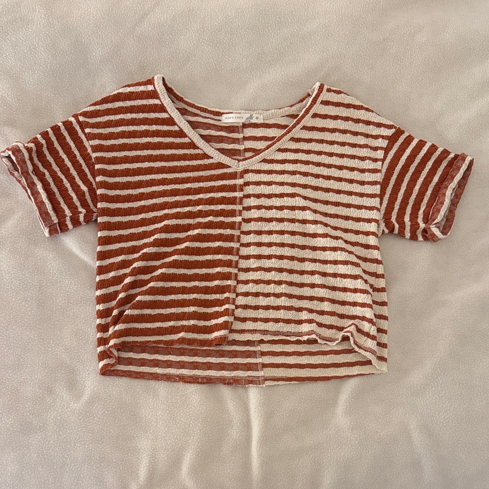 Altar'd State Rust and Cream Striped Crop Top